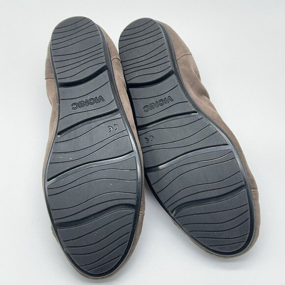 Vionic Orthotic Suede Ballet Flats Natalia Dark Taupe Black Trim Support Sz 9 - Picture 5 of 9